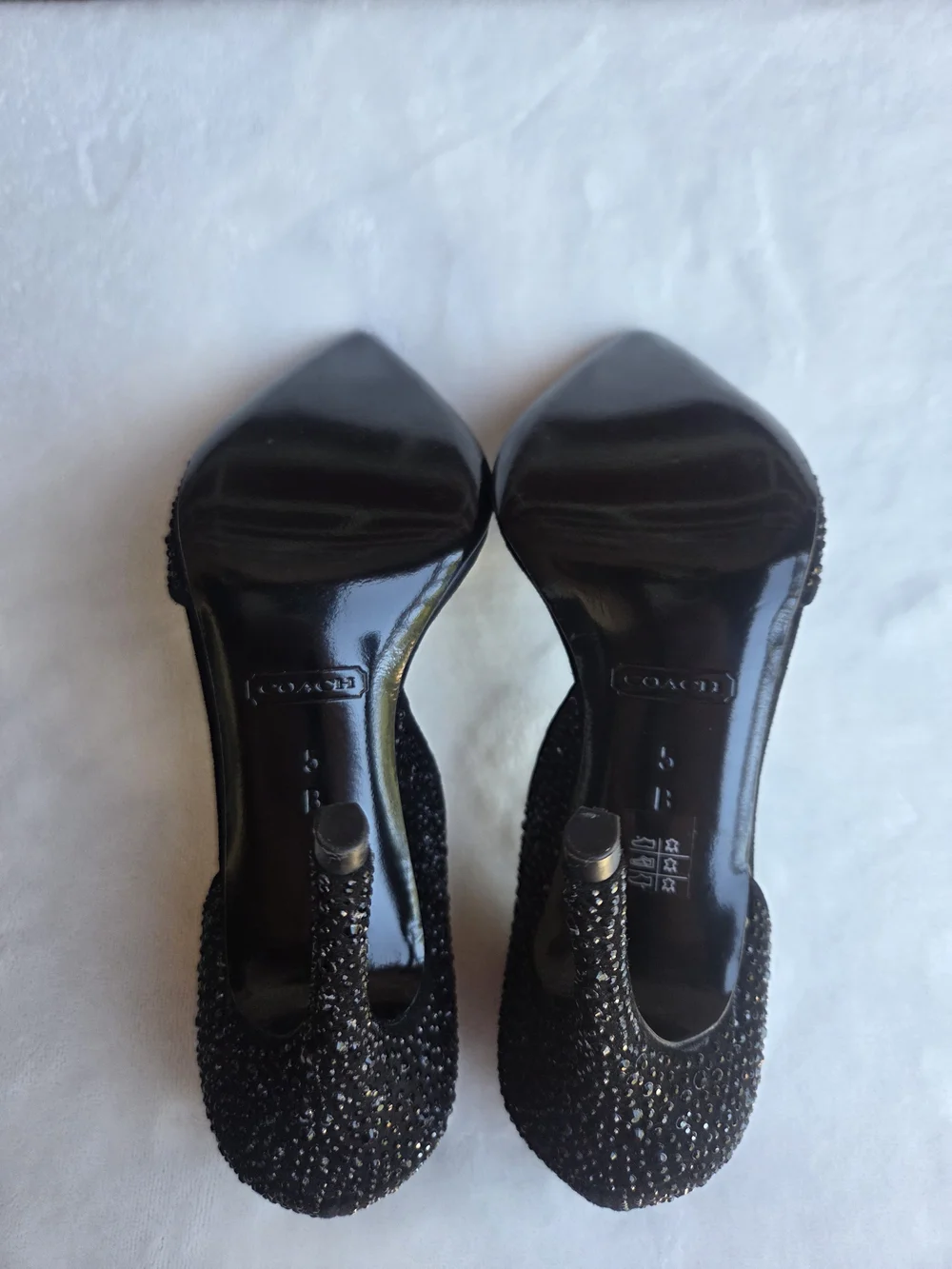 Coach Black Rhinestone Crystal D’Orsay Pointed Toe Stiletto Heels Size 5